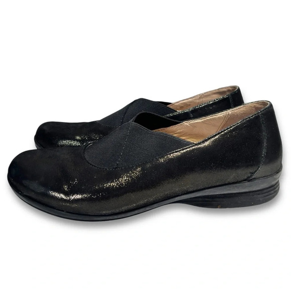 Dansko Anne Black Gold Metallic Slip On Stretch Band Comfort Shoe Size 40 - Picture 1 of 12